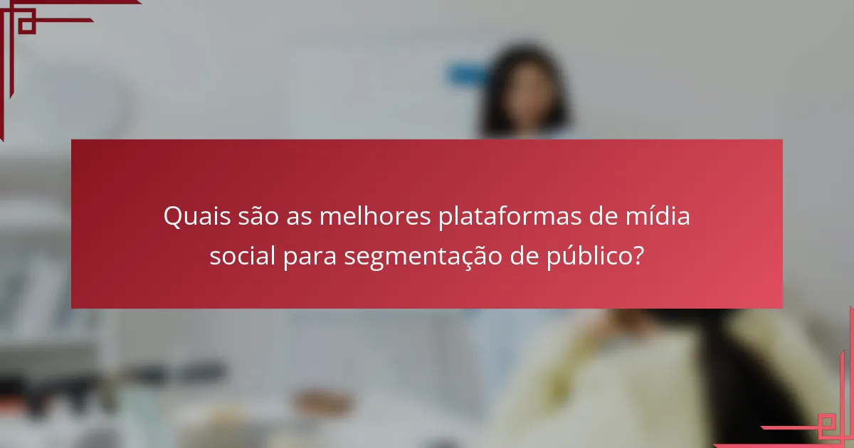 Quais são as melhores plataformas de mídia social para segmentação de público?